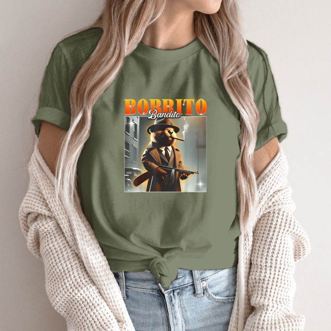 Unisex marškinėliai su spauda „Bobrito Bandito“ - Image 10