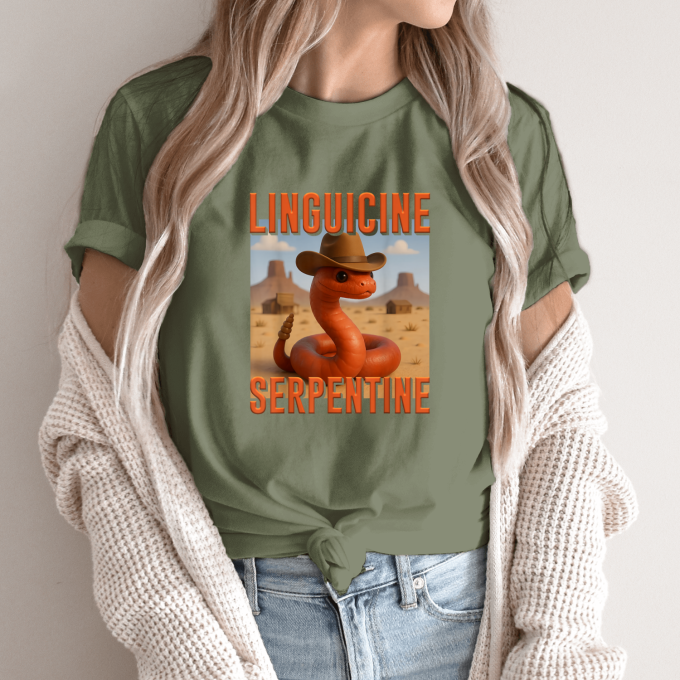 Unisex marškinėliai su spauda „Linguicine Serpentine“ - Image 9