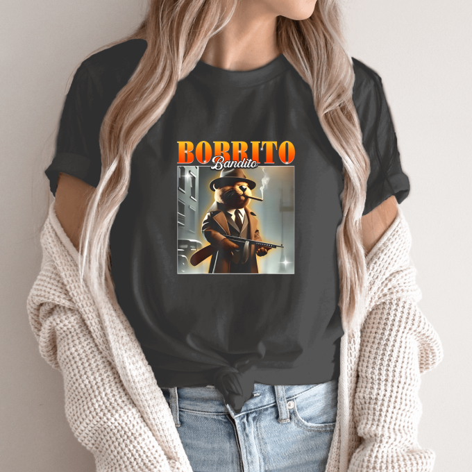 Unisex marškinėliai su spauda „Bobrito Bandito“ - Image 14