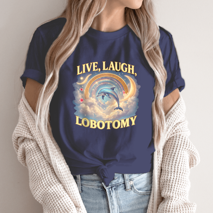 Unisex marškinėliai su spauda „Live Laugh Lobotomy“ - Image 12