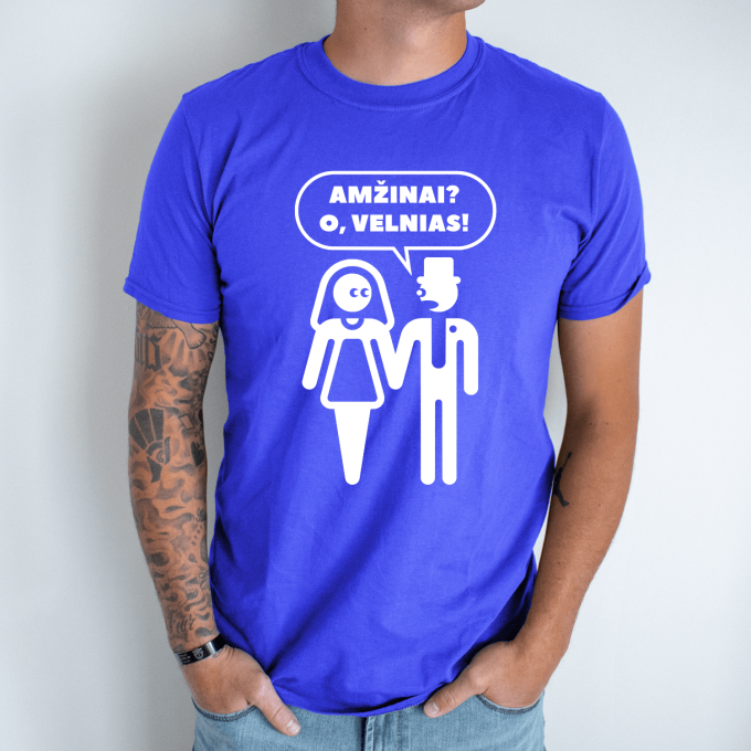 Unisex marškinėliai su spauda „Amžinai? O, velnias!“ - Image 5