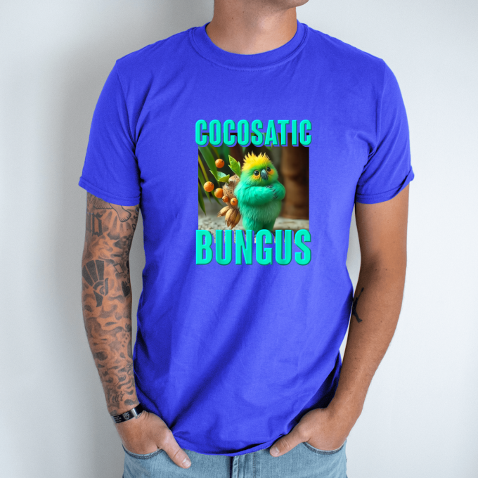 Unisex marškinėliai su spauda „Cocosatic Bungus“ - Image 6