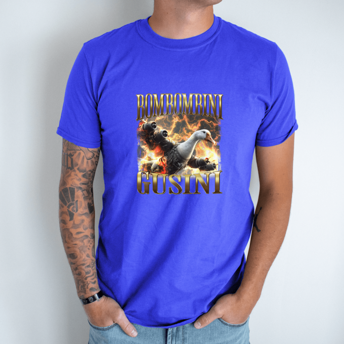 Unisex marškinėliai su spauda „Bombombini Gusini turbo skrydis“ - Image 5