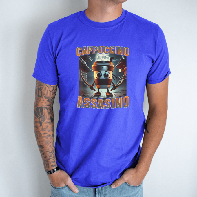 Unisex marškinėliai su spauda „Cappuccino Assassino“ - Image 3