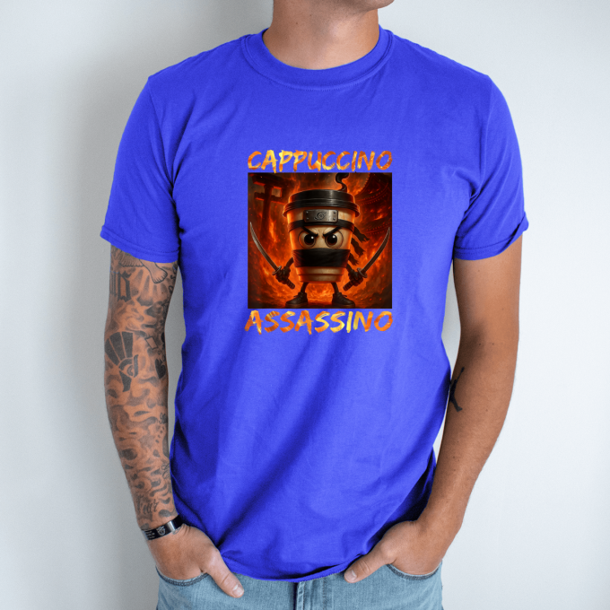 Unisex marškinėliai su spauda „Cappuccino Assassino Ugninis nindzė“ - Image 3