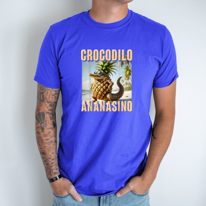 Unisex marškinėliai su spauda „Crocodilo Ananasino“ - Image 4