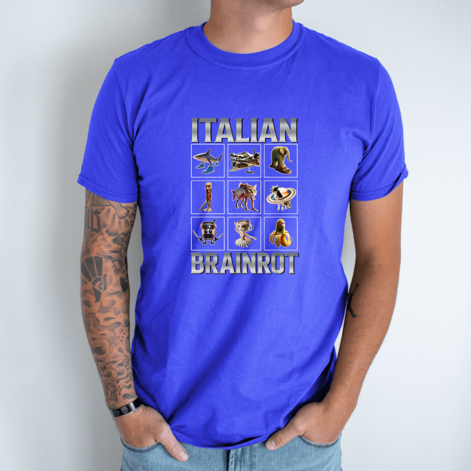 Unisex marškinėliai su spauda „Italian Brainrot Devyni kvadratai“ - Image 6