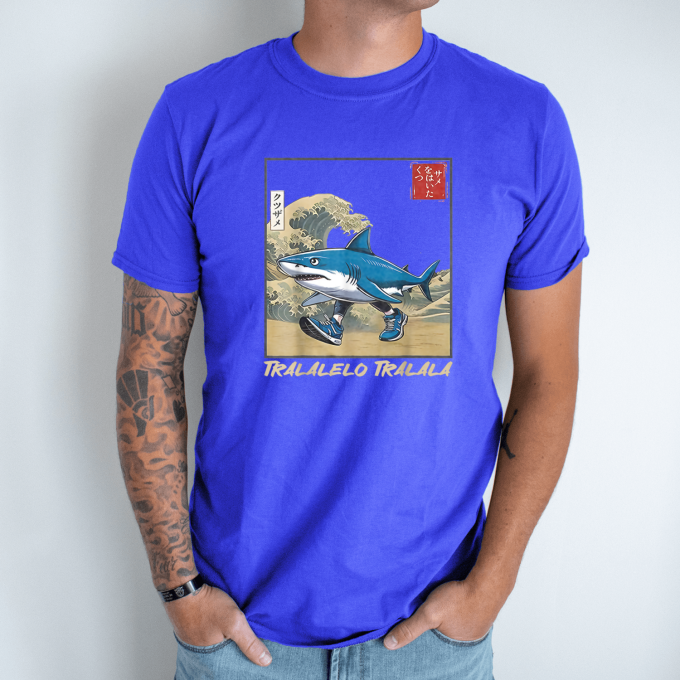 Unisex marškinėliai su spauda „Tralalelo Tralala banga“ - Image 4
