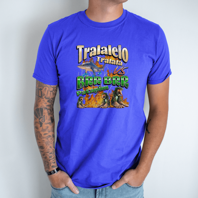 Unisex marškinėliai su spauda „Tralalelo VS Brr Patapim“ - Image 5