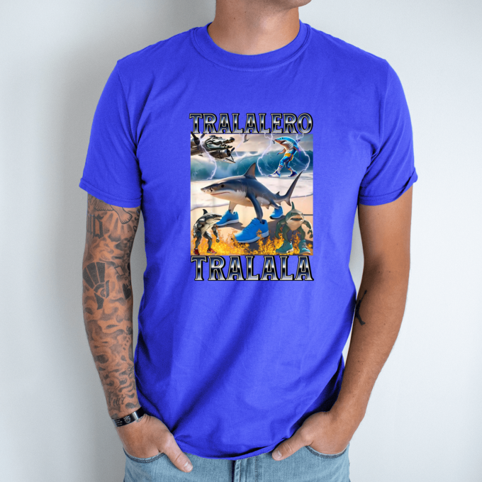 Unisex marškinėliai su spauda „Tralalero Tralala chaosas“ - Image 4