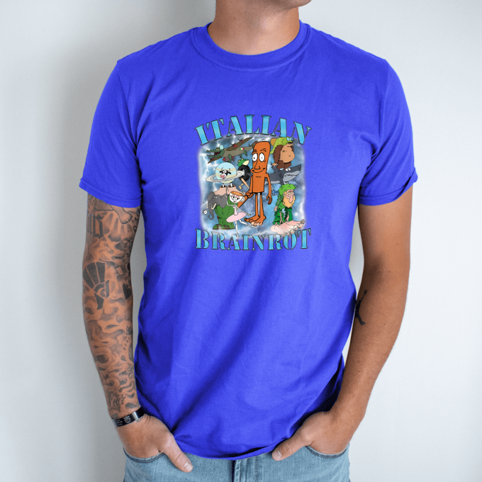 Unisex marškinėliai su spauda „Italian Brainrot Animacinė Vizija“ - Image 4