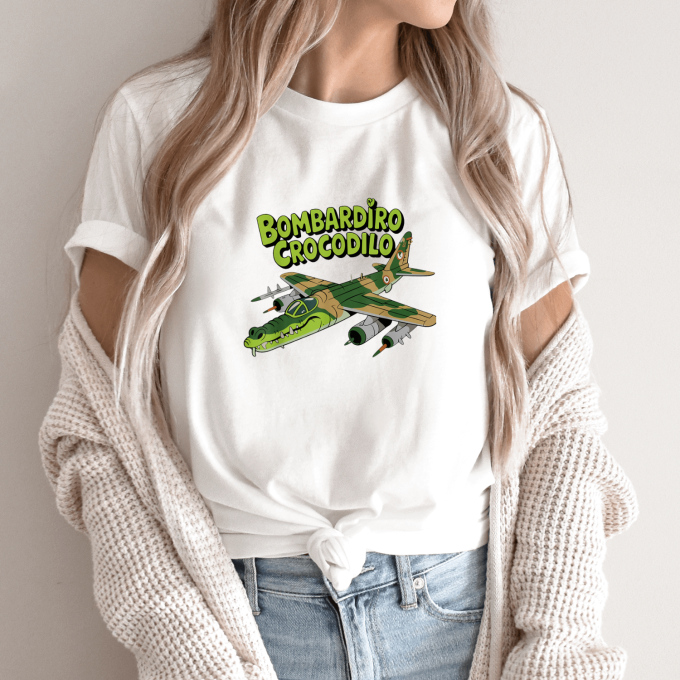 Unisex marškinėliai su spauda „Bombardiro Bombardier Crocodilo“ - Image 9