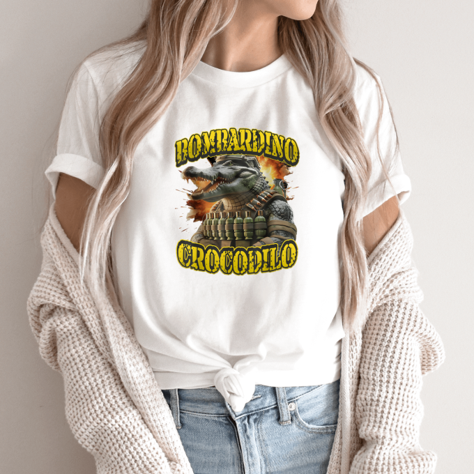 Unisex marškinėliai su spauda „Bombardino Crocodilo Granatų komandosas“ - Image 9
