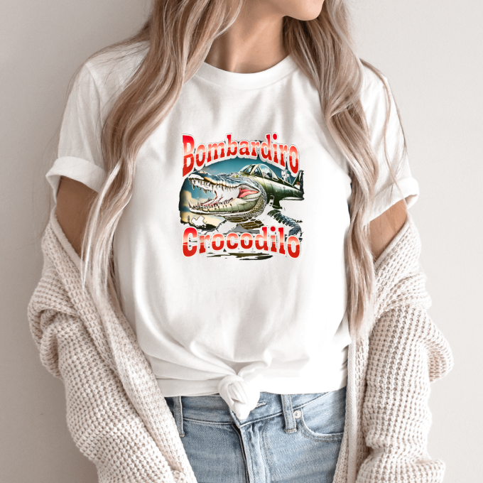 Unisex marškinėliai su spauda „Bombardiro Crocodilo Raudonasis erdvėlaivis“ - Image 9