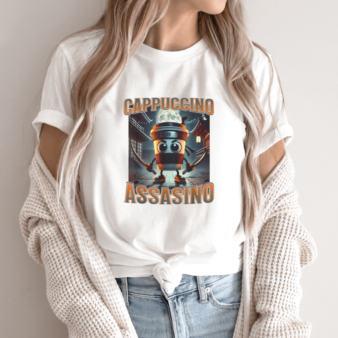 Unisex marškinėliai su spauda „Cappuccino Assassino“ - Image 9