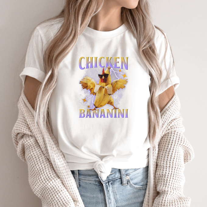 Unisex marškinėliai su spauda „Chicken Bananini“ - Image 9