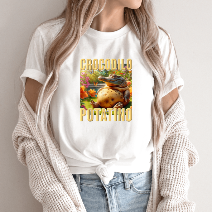 Unisex marškinėliai su spauda „Crocodilo Potatino“ - Image 9
