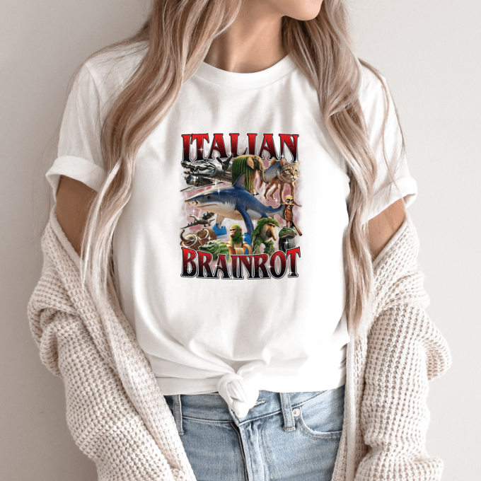 Unisex marškinėliai su spauda „Italian Brainrot Raudonasis chaosas“ - Image 9