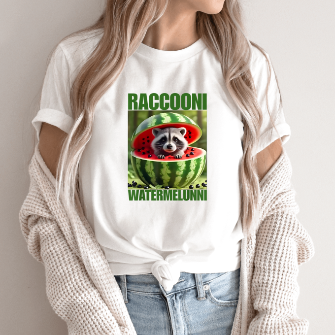 Unisex marškinėliai su spauda „Raccooni Watermelunni“ - Image 8