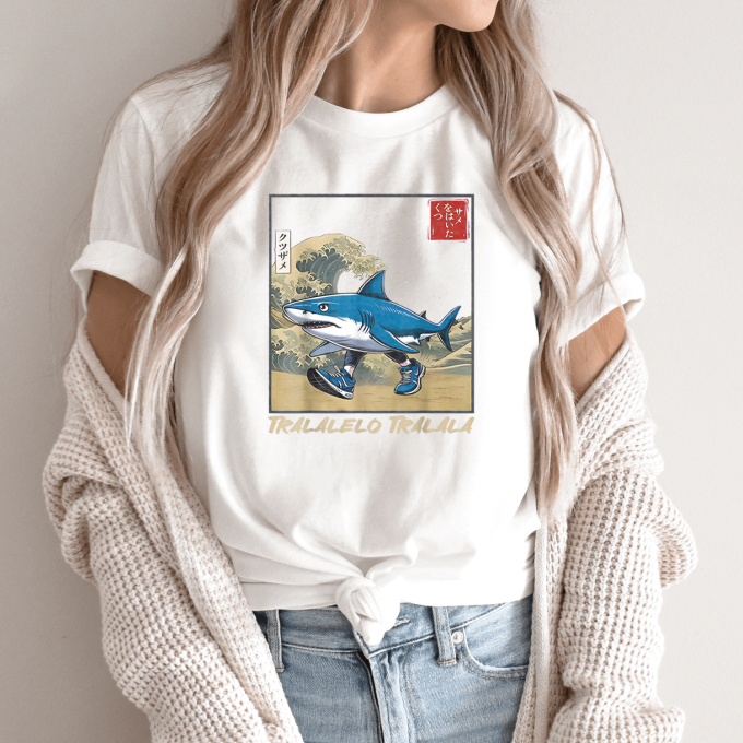 Unisex marškinėliai su spauda „Tralalelo Tralala banga“ - Image 9