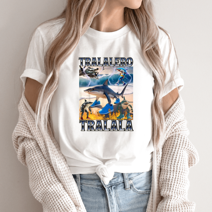 Unisex marškinėliai su spauda „Tralalero Tralala chaosas“ - Image 9