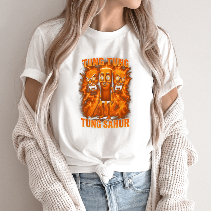 Unisex marškinėliai su spauda „Tung Tung Tung Sahur Pykčio sprogimas“ - Image 8