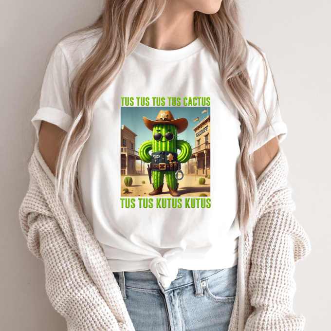 Unisex marškinėliai su spauda „Tus Tus Cactus Tus Kutus“ - Image 9