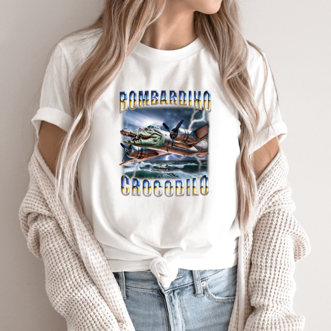 Unisex marškinėliai su spauda „Bombardino Crocodilo Žaibo“ - Image 9