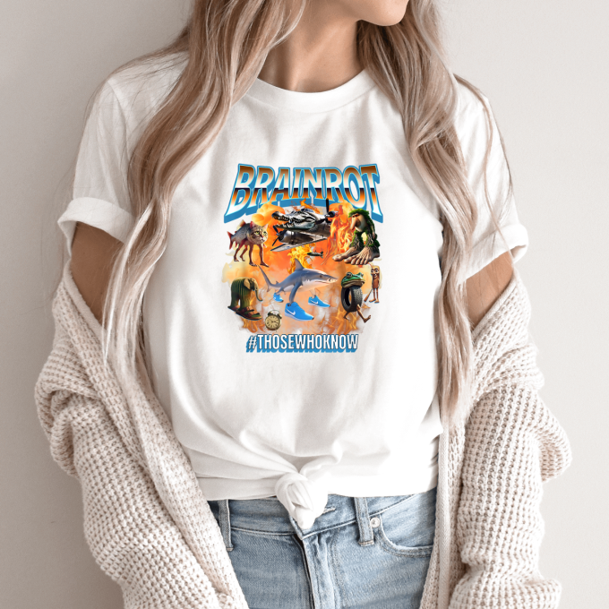 Unisex marškinėliai su spauda „Italian Brainrot Liepsnojantis“ - Image 9