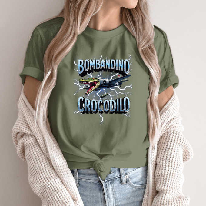 Unisex marškinėliai su spauda „Bombandino Crocodilo Skraidantis žvėris“ - Image 10
