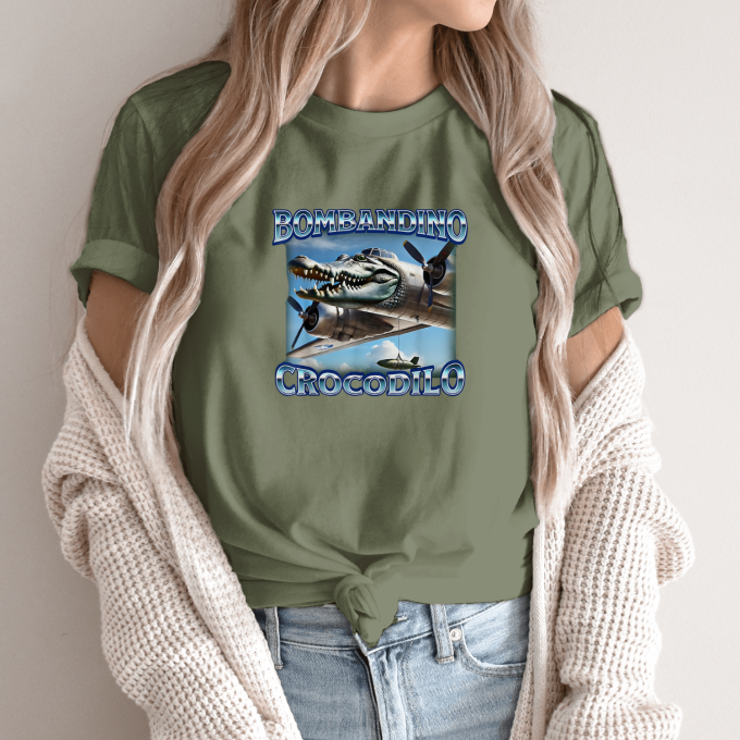 Unisex marškinėliai su spauda „Bombardino Crocodilo Dangaus grobuonis“ - Image 10