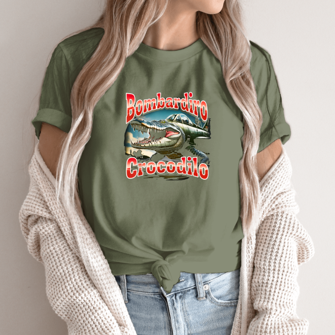 Unisex marškinėliai su spauda „Bombardiro Crocodilo Raudonasis erdvėlaivis“ - Image 10