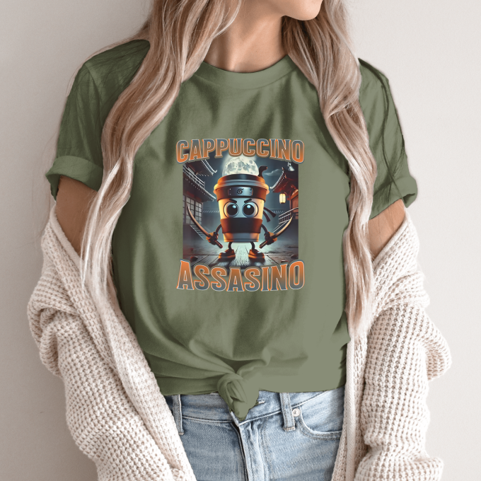 Unisex marškinėliai su spauda „Cappuccino Assassino“ - Image 10