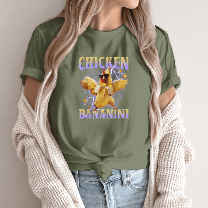 Unisex marškinėliai su spauda „Chicken Bananini“ - Image 10