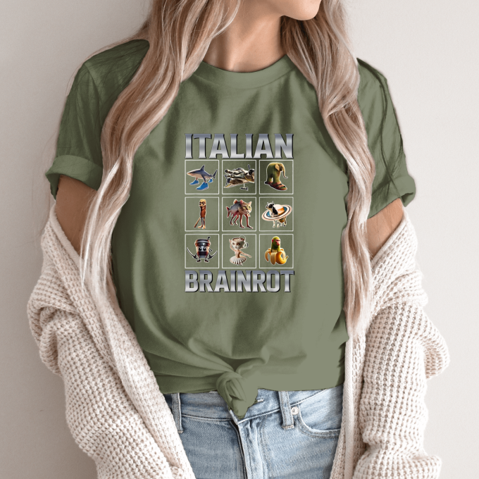 Unisex marškinėliai su spauda „Italian Brainrot Devyni kvadratai“ - Image 8