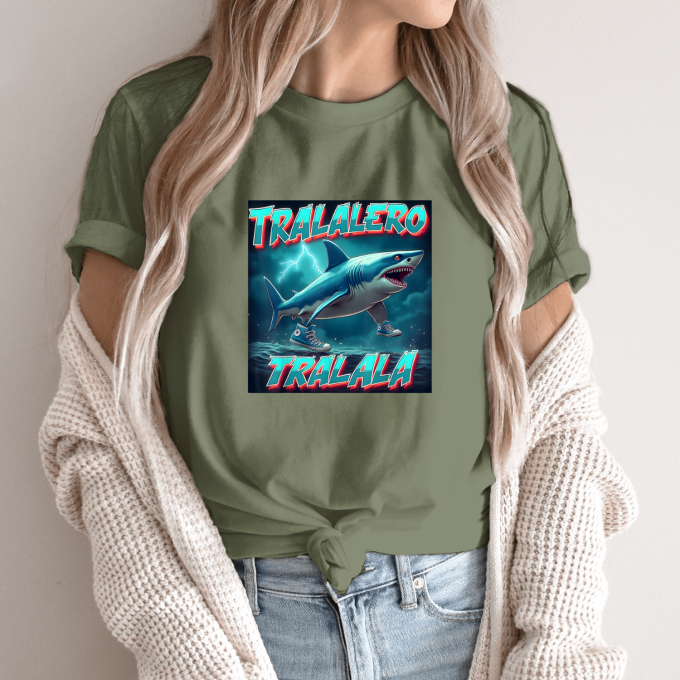 Unisex marškinėliai su spauda „Tralalero Tralala neonas“ - Image 10