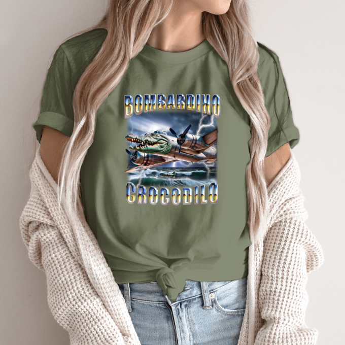 Unisex marškinėliai su spauda „Bombardino Crocodilo Žaibo“ - Image 10