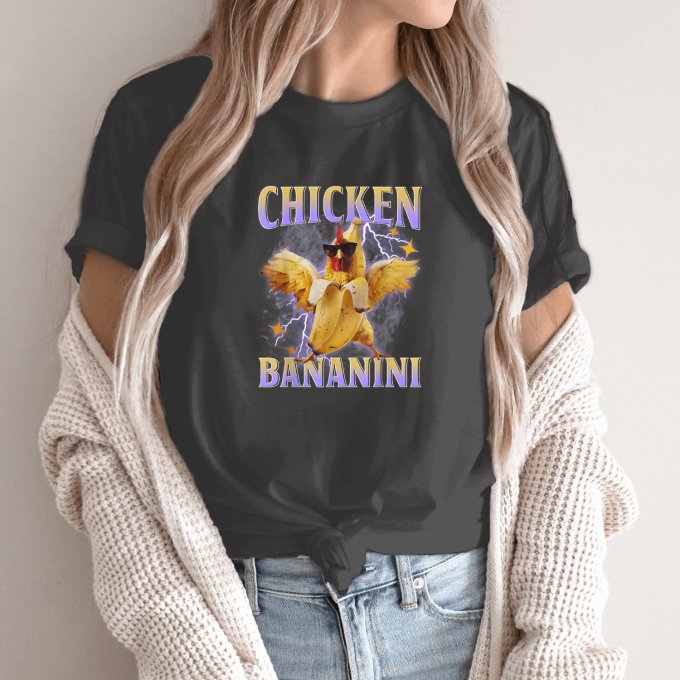 Unisex marškinėliai su spauda „Chicken Bananini“ - Image 14