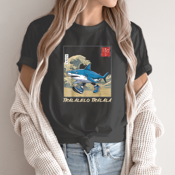 Unisex marškinėliai su spauda „Tralalelo Tralala banga“ - Image 14