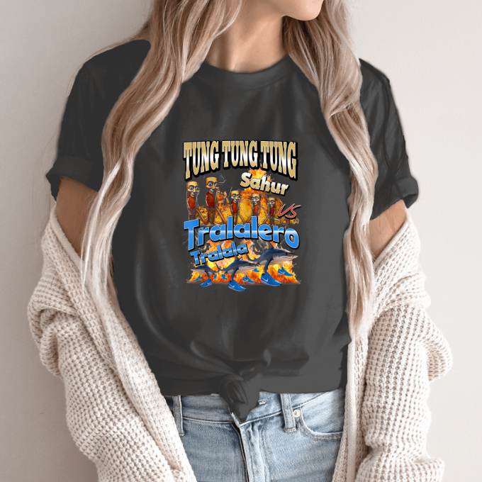 Unisex marškinėliai su spauda „Tung Tung Tung Sahur Tralalero“ - Image 14