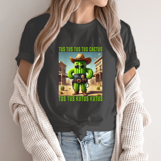 Unisex marškinėliai su spauda „Tus Tus Cactus Tus Kutus“ - Image 14