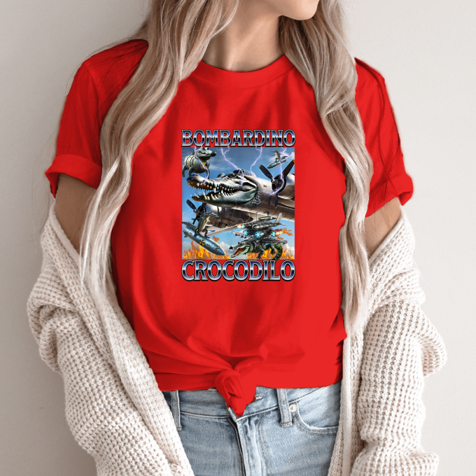 Unisex marškinėliai su spauda „Bombardino Crocodilo agresivus“ - Image 13