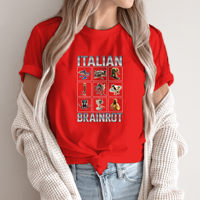 Unisex marškinėliai su spauda „Italian Brainrot Devyni kvadratai“ - Image 11