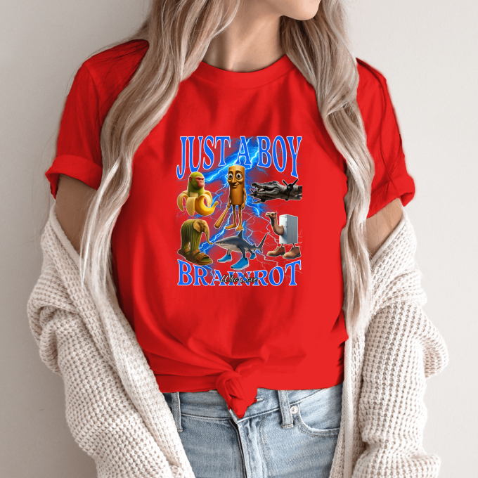 Unisex marškinėliai su spauda „Just a Boy Brainrot“ - Image 12