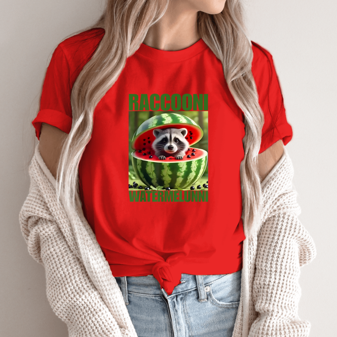 Unisex marškinėliai su spauda „Raccooni Watermelunni“ - Image 12