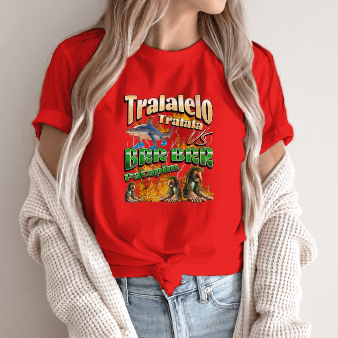 Unisex marškinėliai su spauda „Tralalelo VS Brr Patapim“ - Image 13