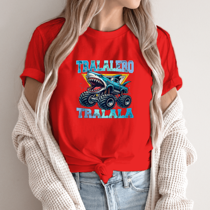 Unisex marškinėliai su spauda „Tralalero Tralala monstras“ - Image 13