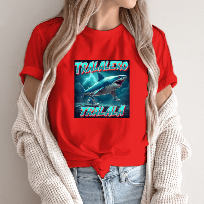 Unisex marškinėliai su spauda „Tralalero Tralala neonas“ - Image 13