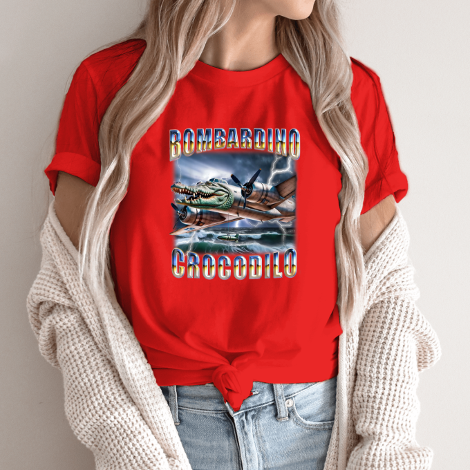 Unisex marškinėliai su spauda „Bombardino Crocodilo Žaibo“ - Image 13