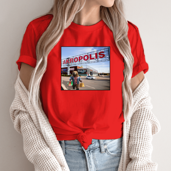 Unisex marškinėliai su spauda „Meška apsipirko Akropolyje“ - Image 13